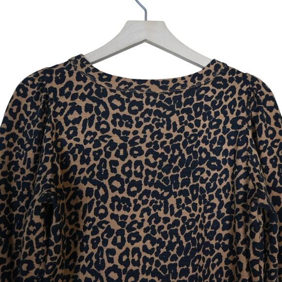 LOFT Women's S Leopard Print Puff Sleeve Lightweight Sweater - Picture 4 of 8